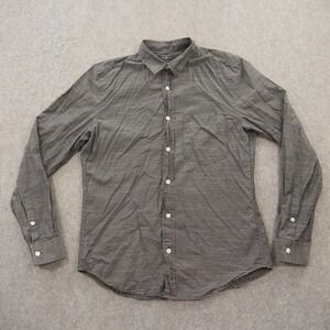 Seven For All Mankind Shirt Medium Gray Black Button Up Long Sleeve Striped